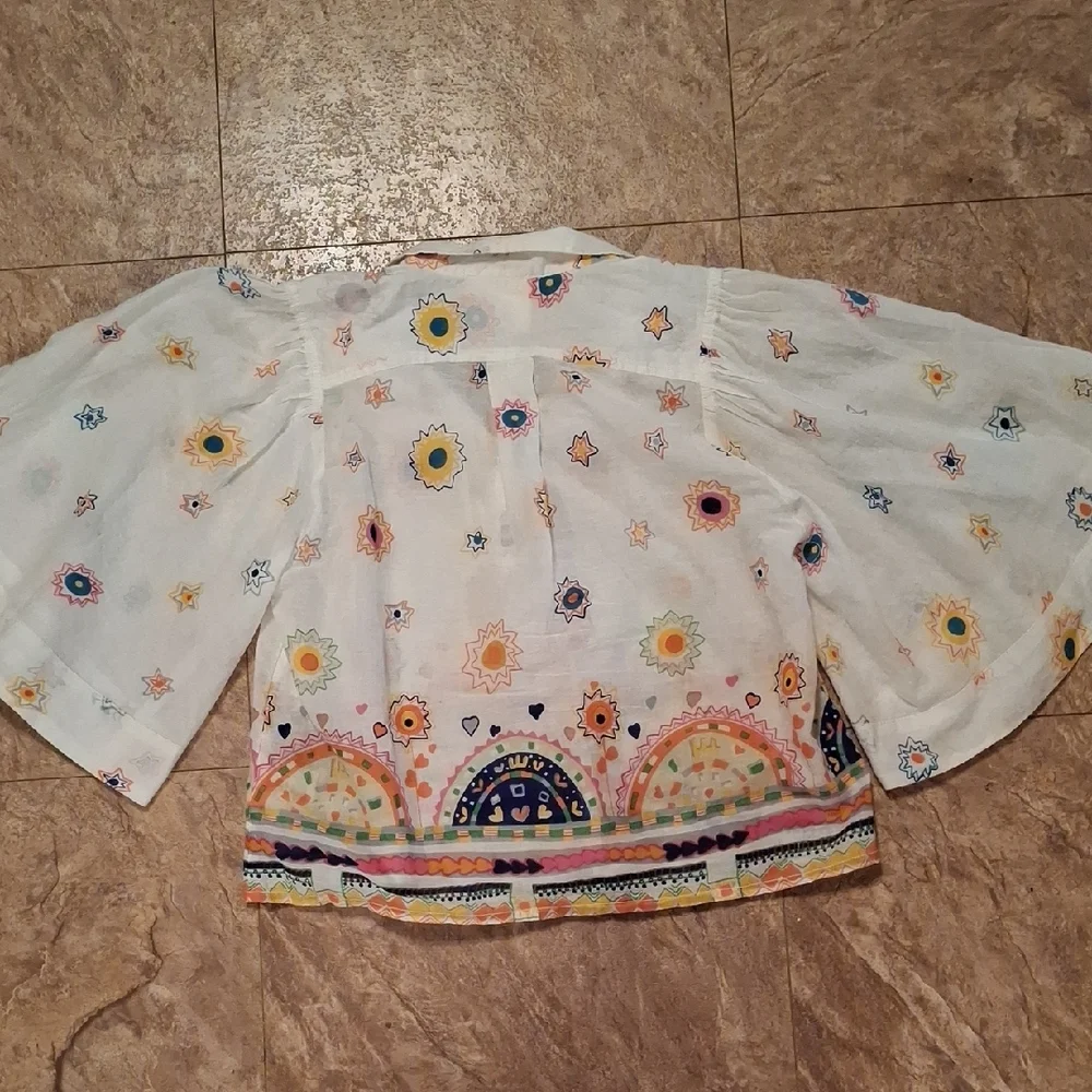 Anthropologie Maeve White Floral Blouse - Picture 6 of 9